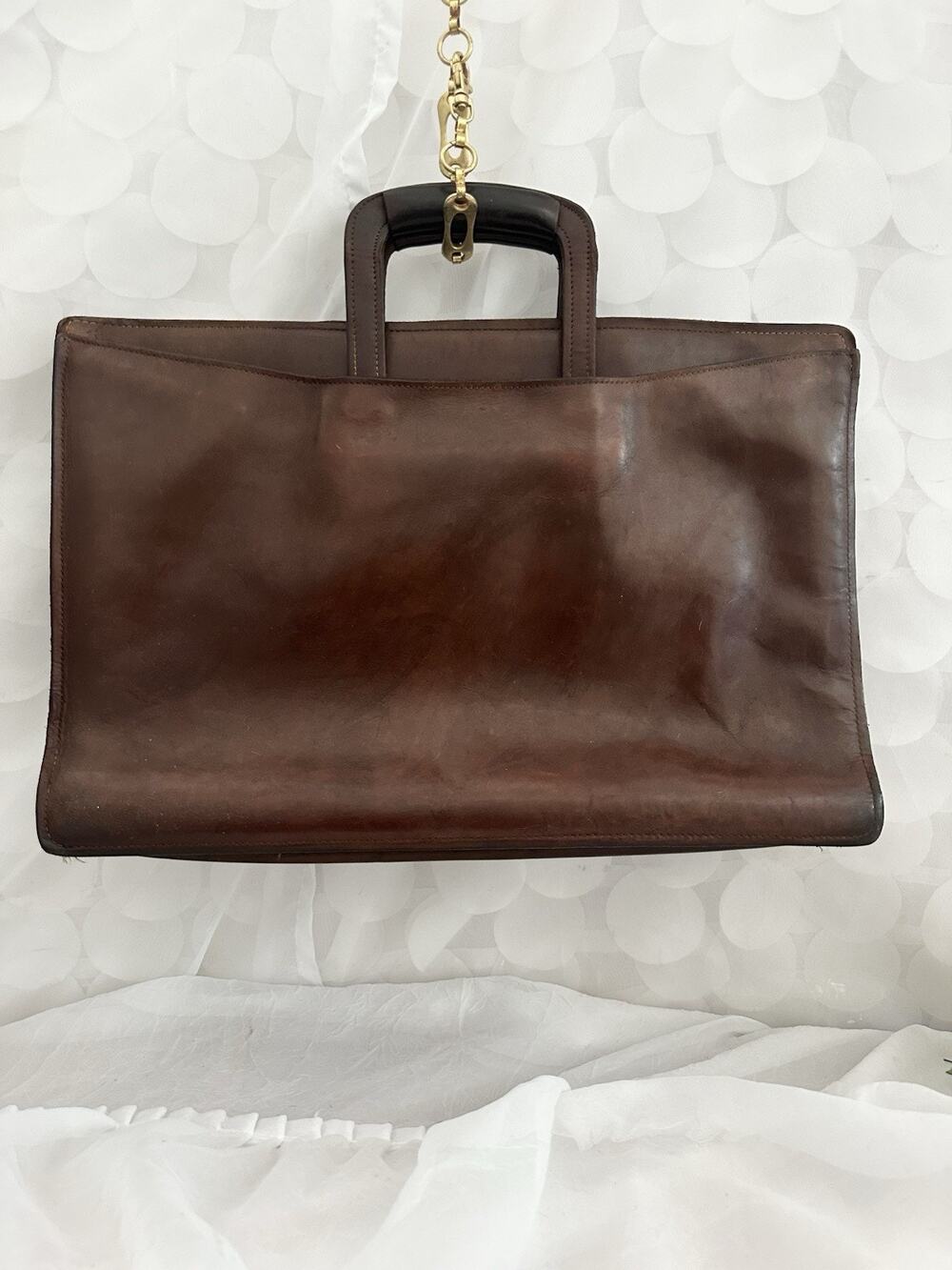 Vtg Chestnut Brown Mid Century Top Grade Cowhide Leather Portfolio Briefcase